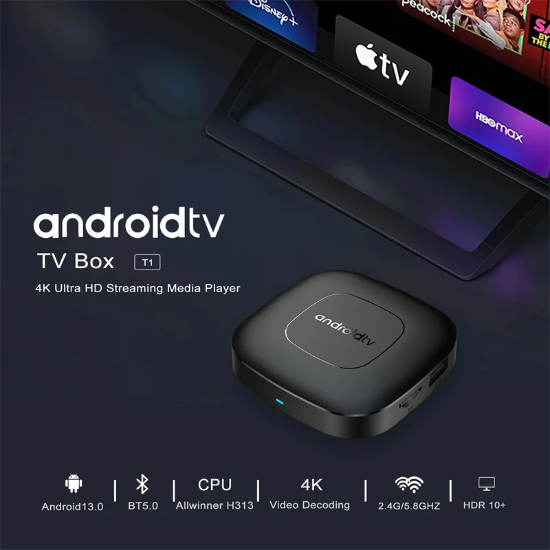 Caixa de tv 4k, streaming inteligente global, reprodutor de mídia, android13, 2.4g e 5g, wi-fi, 4k, bluetooth, assistente do google, remoto, tv stick