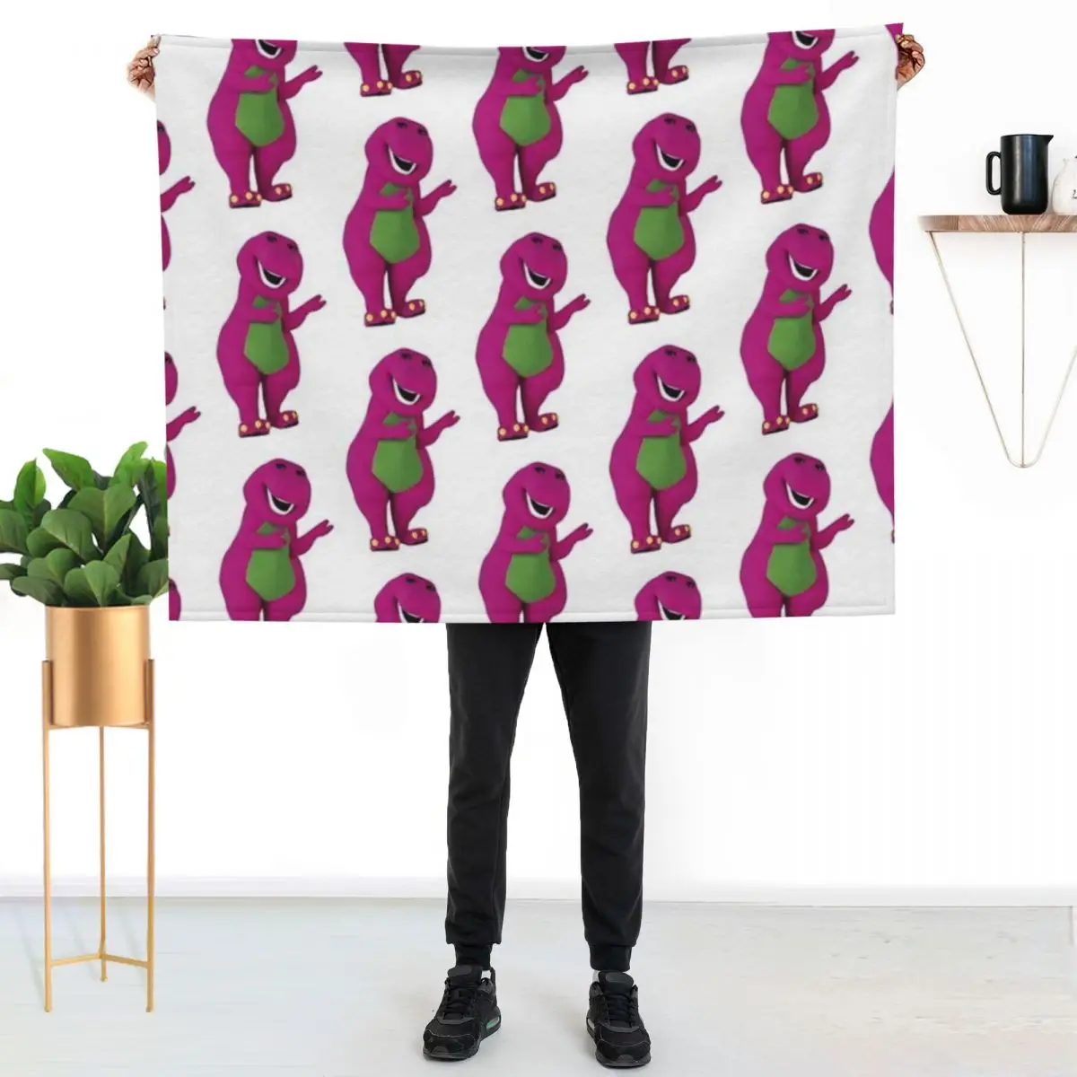 

Barney The Dinosaur Throw Blanket Cozy Warm Blanket for Bed Room Decor
