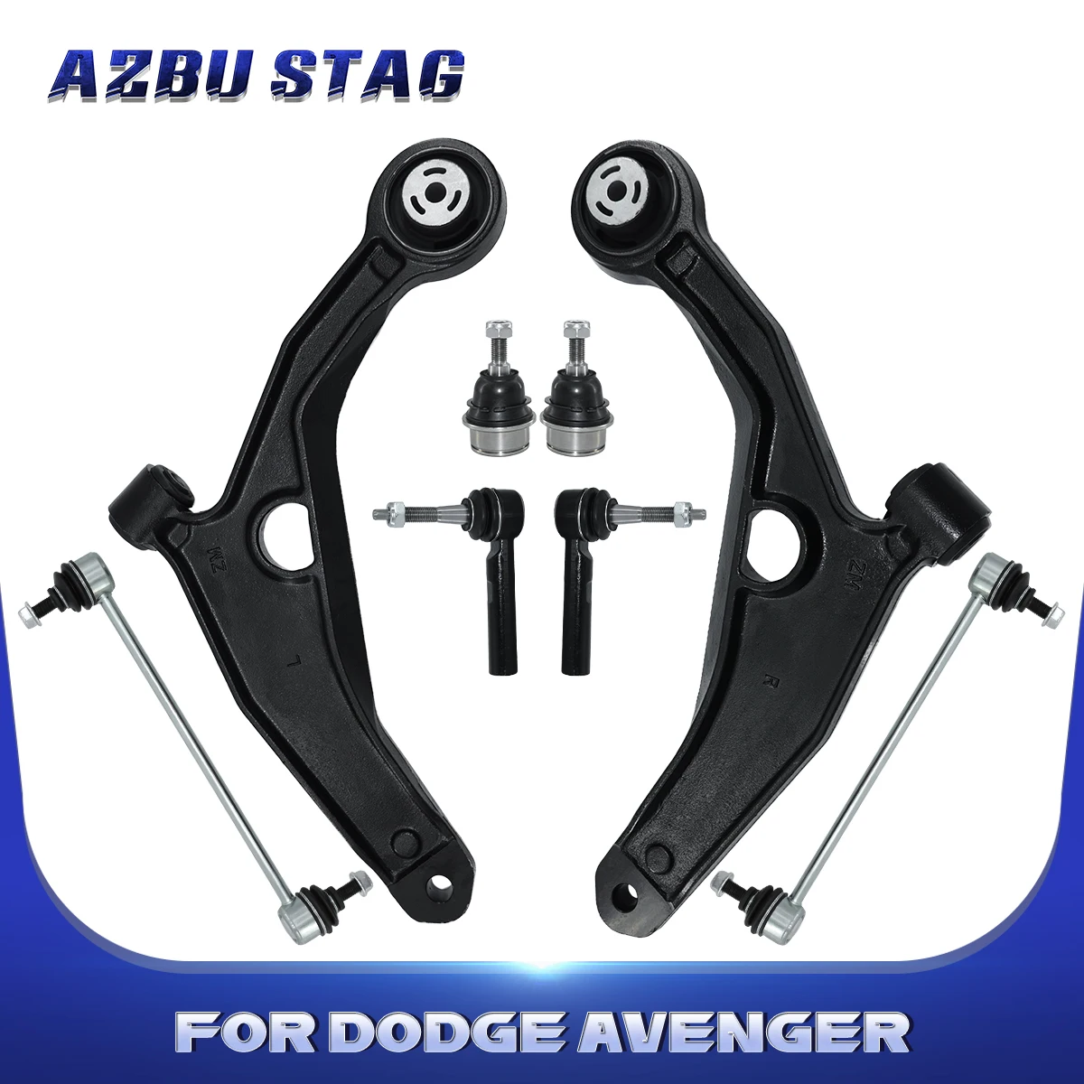 

AzbuStag 8Pcs Front Lower Left Right Control Arm Tie Rod Suspension Kit for DODGE AVENGER CHRYSLER 200 SEBRING 2007 -2014