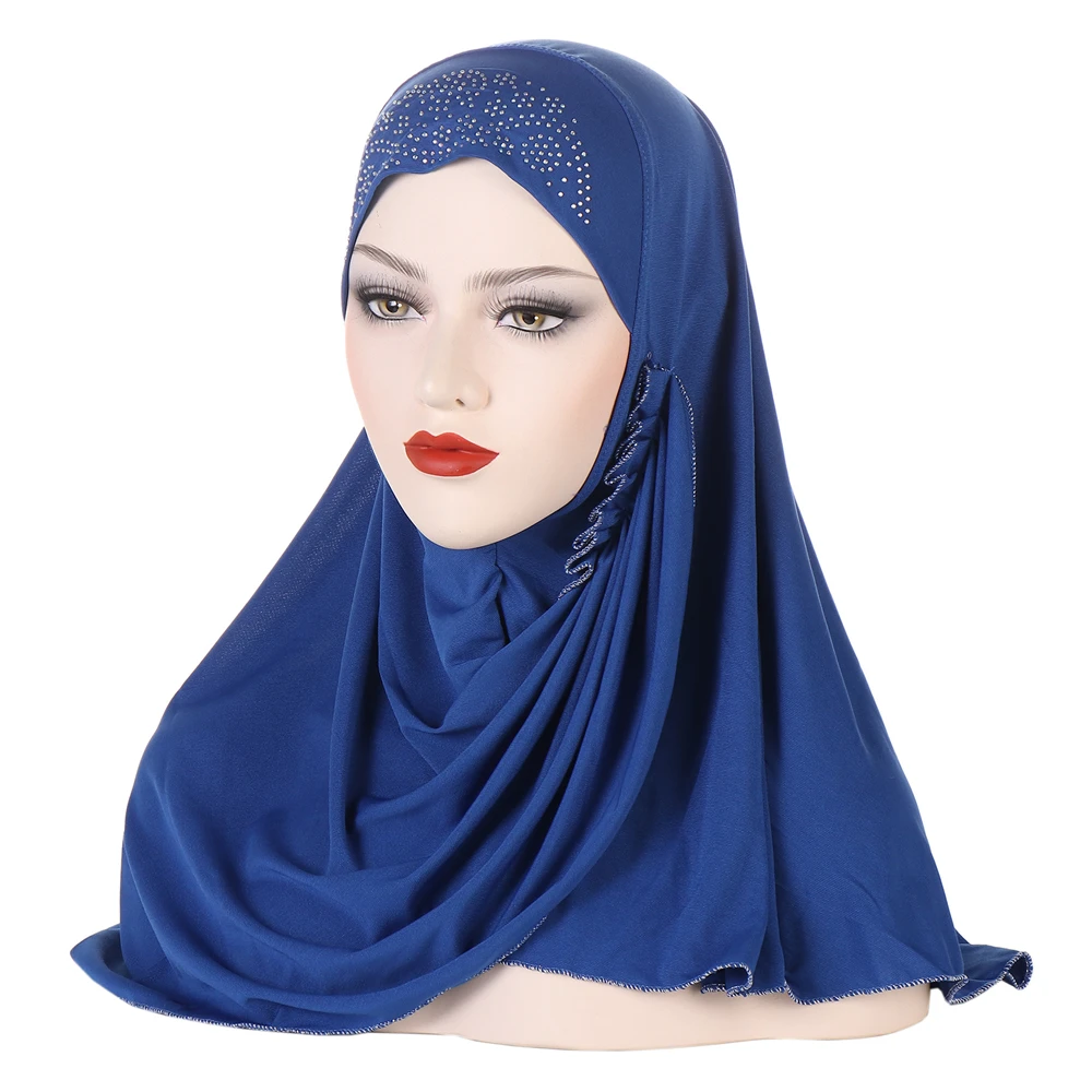 Diamonds Instant Scarf Women Muslim Hijab One Piece Amira Islamic Shawl Wrap Turban Eid Ramadan Pray Hats Overhead Khimar Niqab