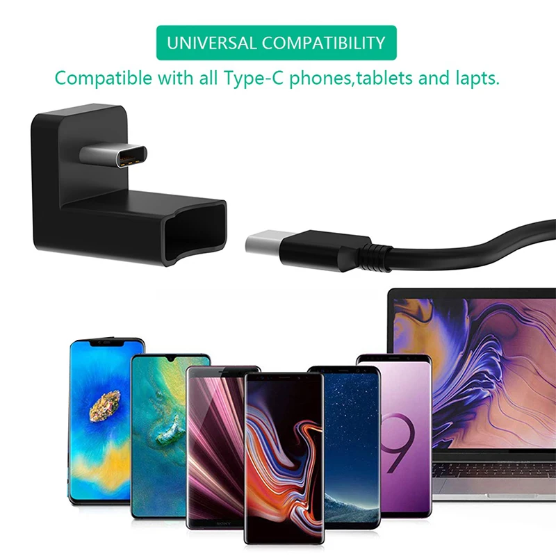 90 Degree USB C Type C Male To Female Adapter, USB-C USB 3.1 Type-C Male To Female Extension Adapter For Laptop & Tablet