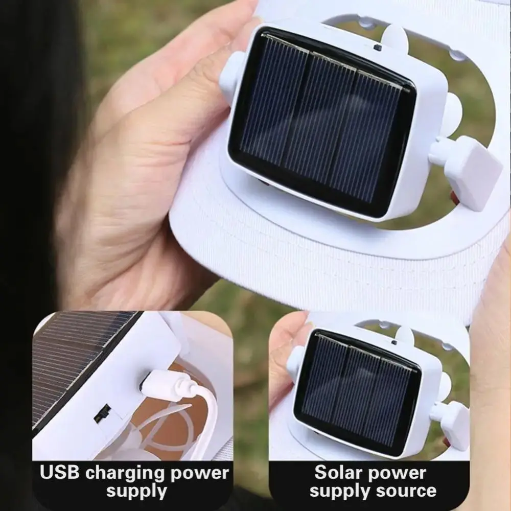 New USB Charging Fan Sunhat with Cooling Fan Strong Wind Fan Baseball Hat Long Brim Solar Charging Sun Protection Cap Outdoor