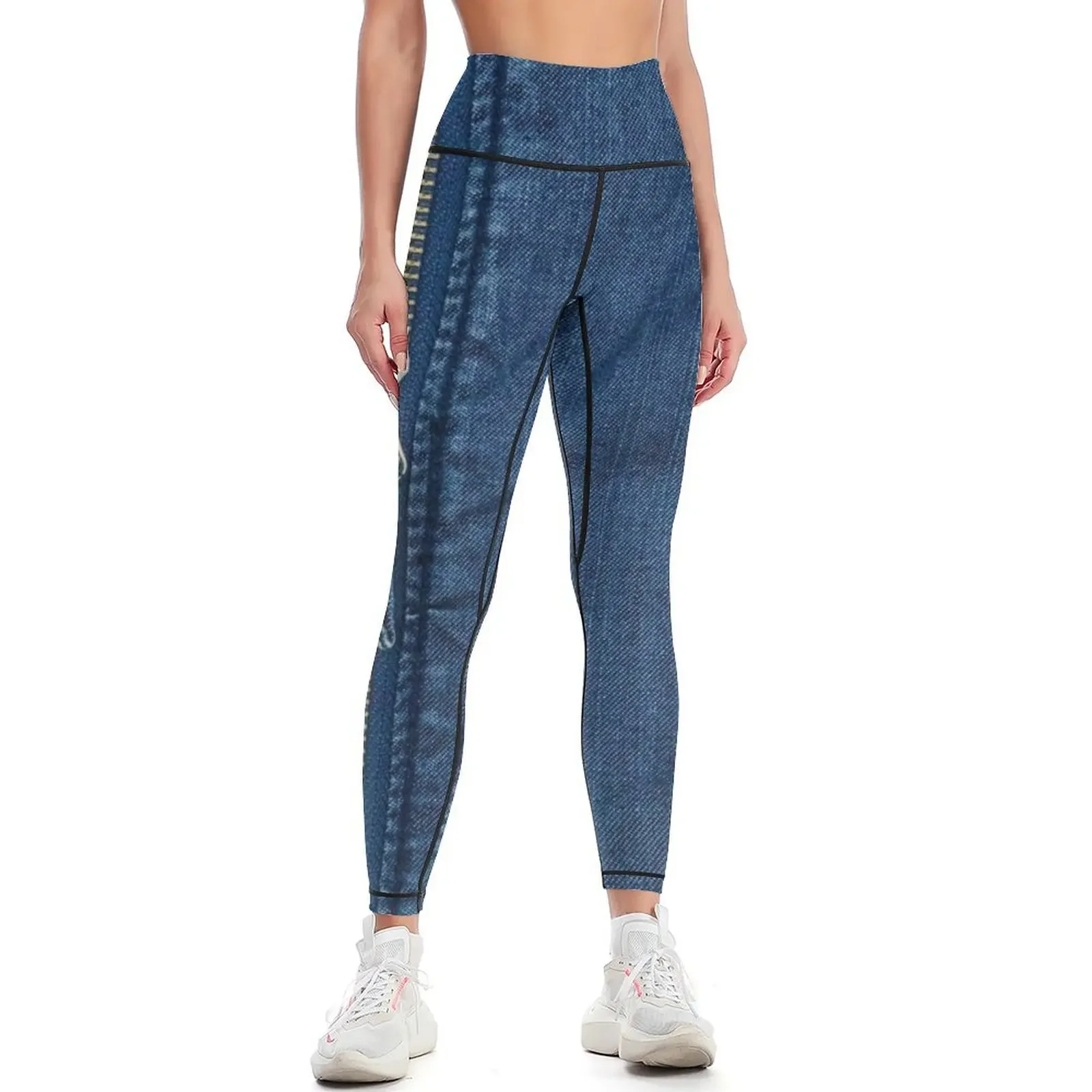 

Front zipper blue clothing I love bluejeans denim Leggings Women's sports sport pants for girls for fitness Womens Leggings