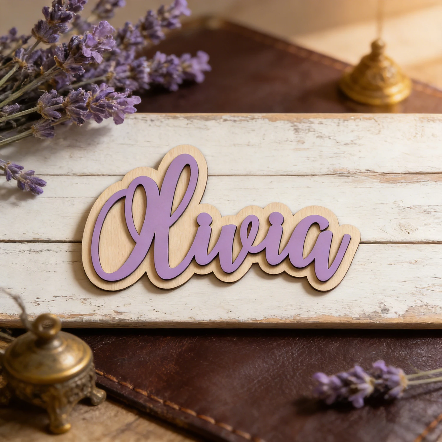 1 Personalized Double-layer Wooden Name Tag, Customizable Content, Children's Room Wall Decoration, Unique Holiday Gift view 4
