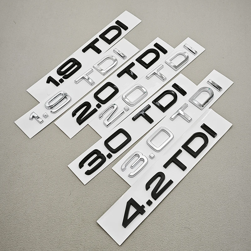 

3D ABS Car Logo 1.9 2.0 2.8 3.0 4.2 TDI 3.6 Sticker Trunk Emblem Rear Badge For Audi A3 A4 A5 A6 A7 A8 Q3 Q5 Q7 Q8 Accessroies