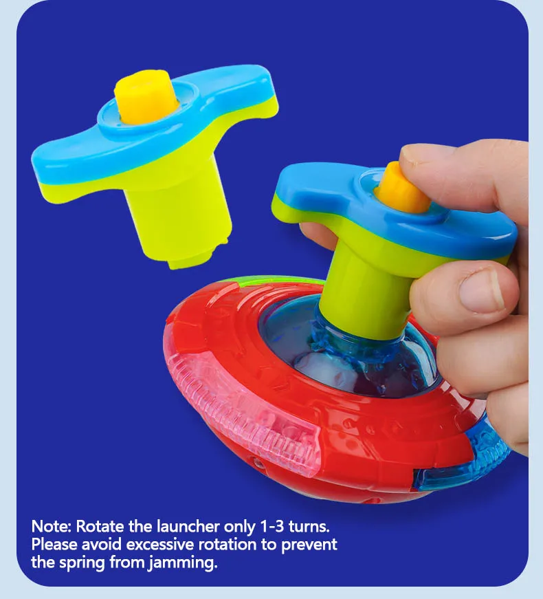 UFO Blinkende Flügel Kreisel Kinder Gyro Leuchten Spielzeug Kinder LED Musik Gyroskop Launcher Rotierenden Spielzeug Spaß Geburtstag Party Gefälligkeiten – Detail 6