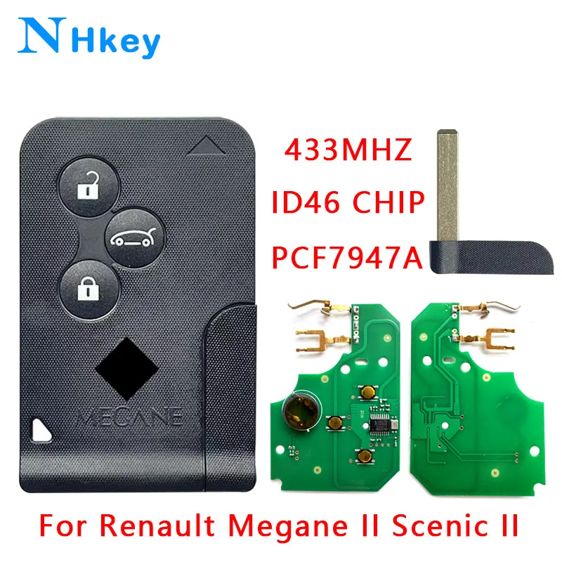 

NH key ID46 Chip PCF7947A 433Mhz 3 Button Replacement Remote Control Car Key For Renault Megane 2 Scenic II Clio 2003-2008