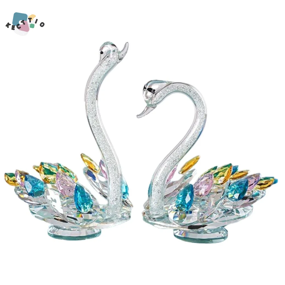 

Exquisite Crystal Swan Figurine Elegant Creative Swan Statue Mini Crafts Crystal Desktop Ornaments Home Decoration