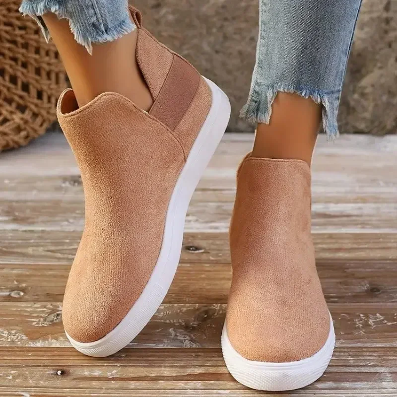 Zapatillas de deporte de punta redonda para mujer, zapatos informales antideslizantes vulcanizados, a la moda, para otoño, 2024