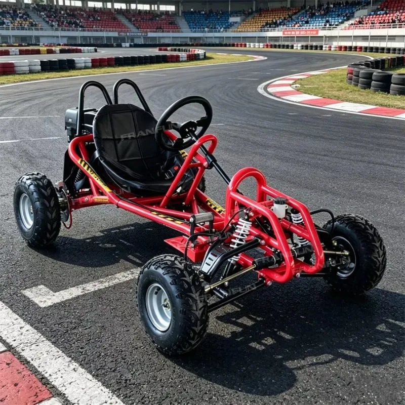 Customized 420cc Four Stroke 15hp Explore Outdoor Petrol Karting Adult Pedal Acceleration Go Karts Full Suspension
