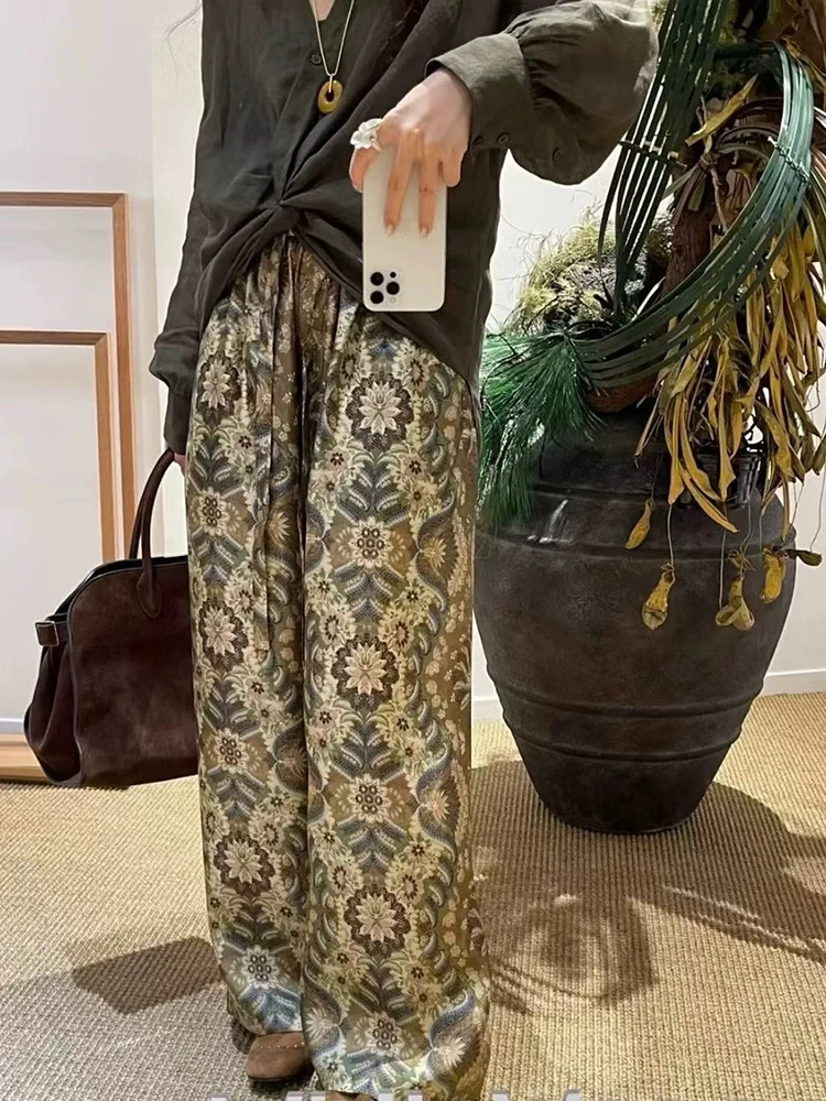 

Женские брюки-скинни свободного кроя с ретро-принтом Lenzing, прямые, с эффектом прохлады, в отпускном стиле, повседневные