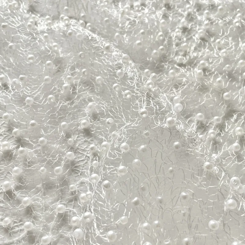 Tessuto a rete resistente bianco perla Abito estivo da donna nuovo Abito da sera Tessuto per abbigliamento di fascia alta fatto a mano fai-da-te