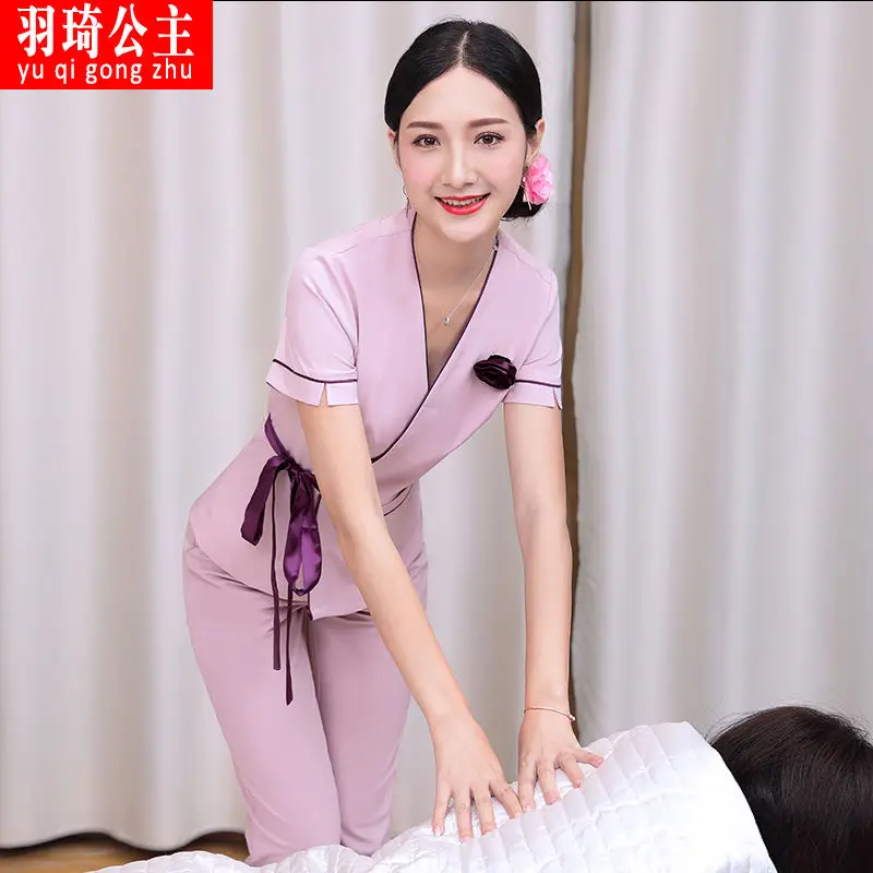 女性のための新しい夏の半袖フットマッサージ健康美容師オーバーオール