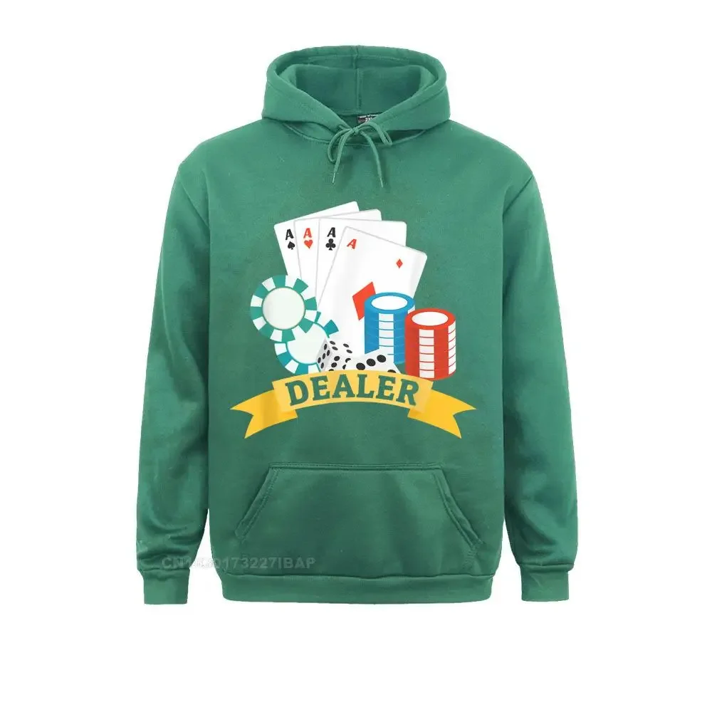 Casino Dealer Hoodie Chips Cards Poker Hoodies Hip Hop Vintage Long Sleeve Women Sweatshirts Holiday Clothes Sweater