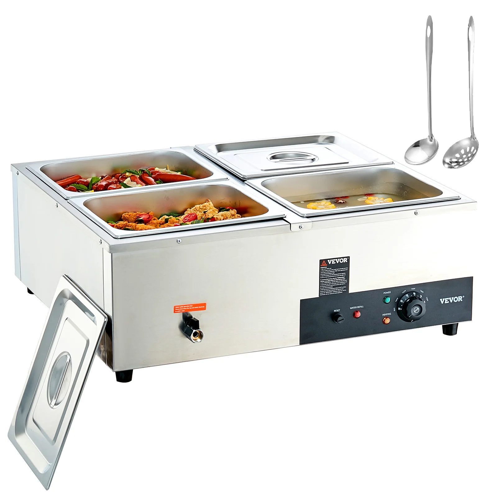 VEVOR 1/2/3/4/6Pan Electric Catering Food Warmer Commercial Stainless Steel Steam Table Counter w/Temperature Control Buffet Set