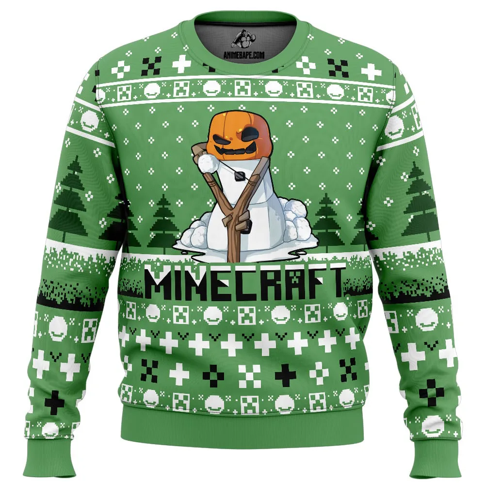 Snow Golem Minecraft Ugly Christmas Sweater - Anime Gorąco sprzedająca się męska i damska bluza z kapturem w tym samym stylu Happy Christmas 2024/25