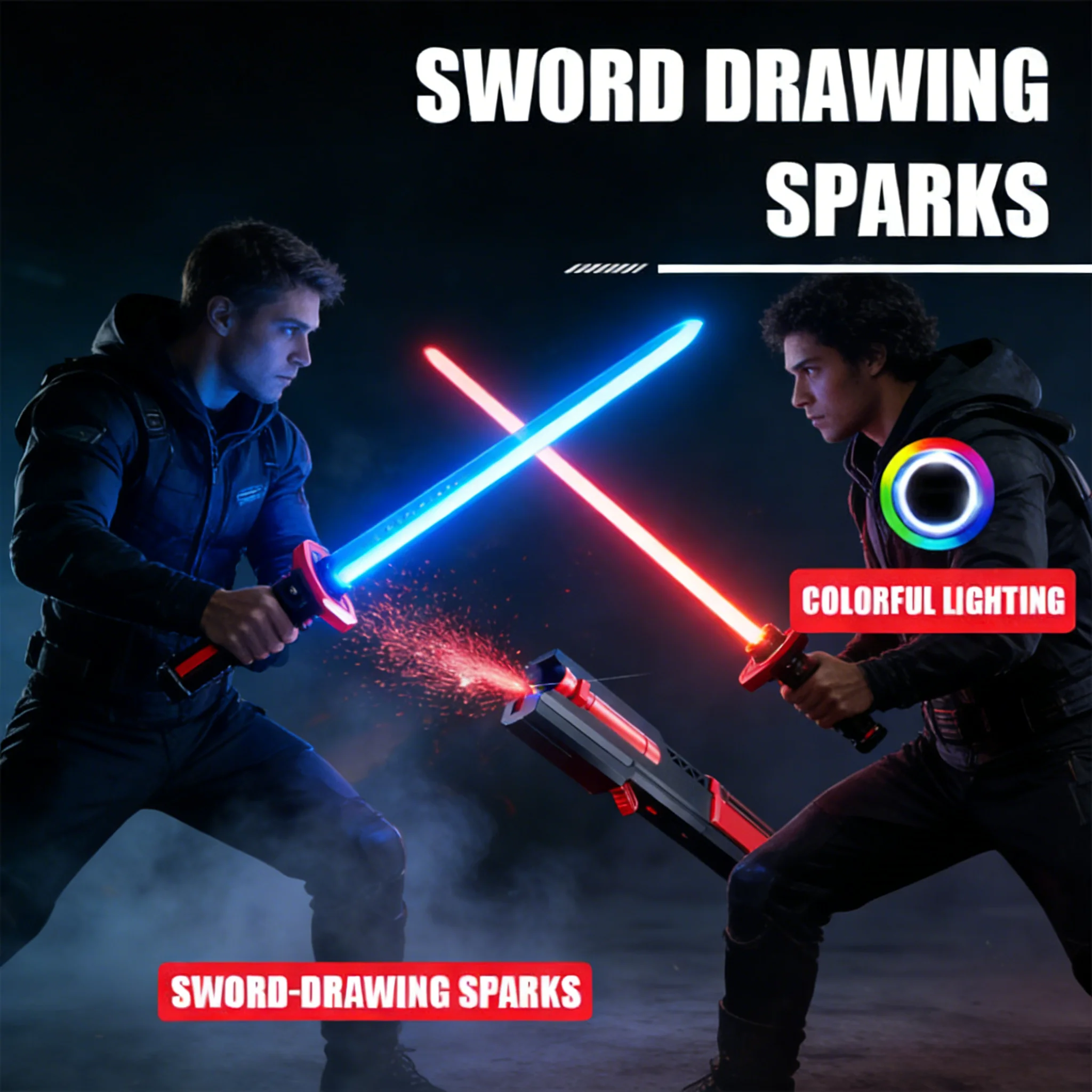 

Новое поступление, 7-цветный светящийся меч с реалистичным дымом FX, игрушка-дуэль RGB-стример, лучший рождественский подарок на Хэллоуин 2026