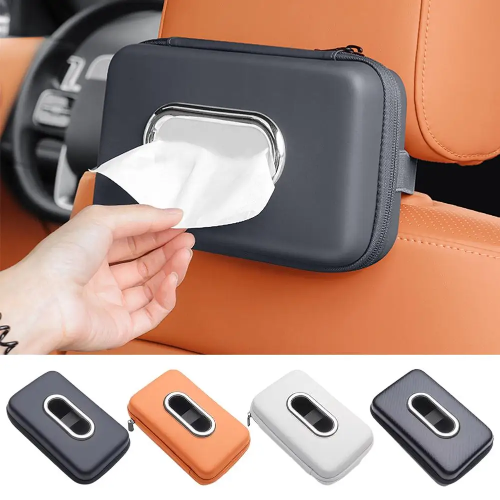Universal Car Tissue Holder - Nappa Leather Backrest Hanging Napkin Case for BMW Audi Nissan Jeep, Interior Storage Organizer