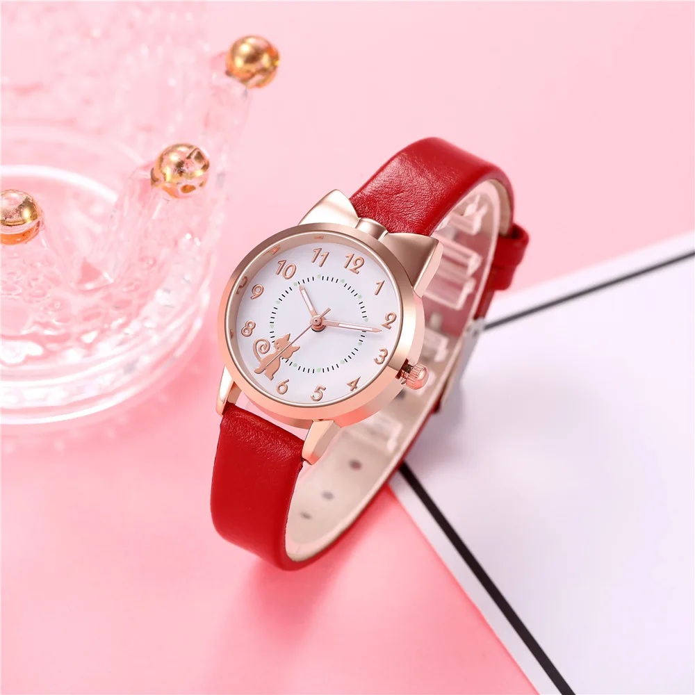 Luxury Watch for Women Cute Cartoon Cat Luminous Quartz Watches for Girls Casual Fashion Ladies Wrist Watches Waterproof Clocks