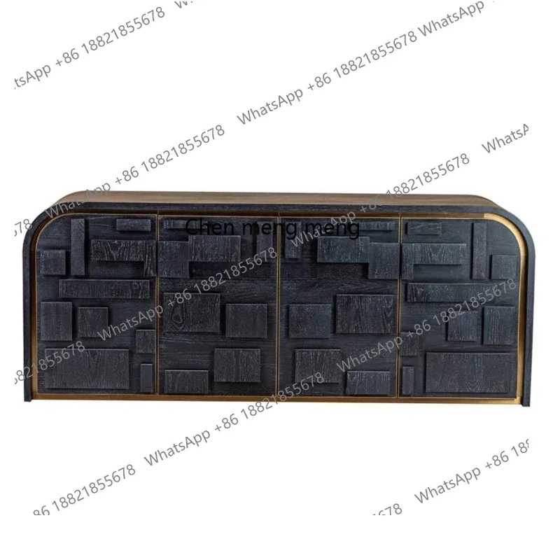 

X Solid wood engraved TV, creative side cabinets, modern simple living room, lockers