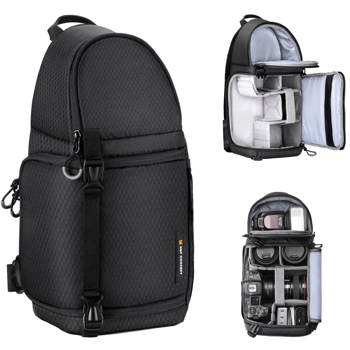 K&F Concept 10L Bolsa tipo estilingue para câmera Bolsa crossbody Mochila de ombro para câmera à prova d'água para câmera DSLR com suporte para tripé