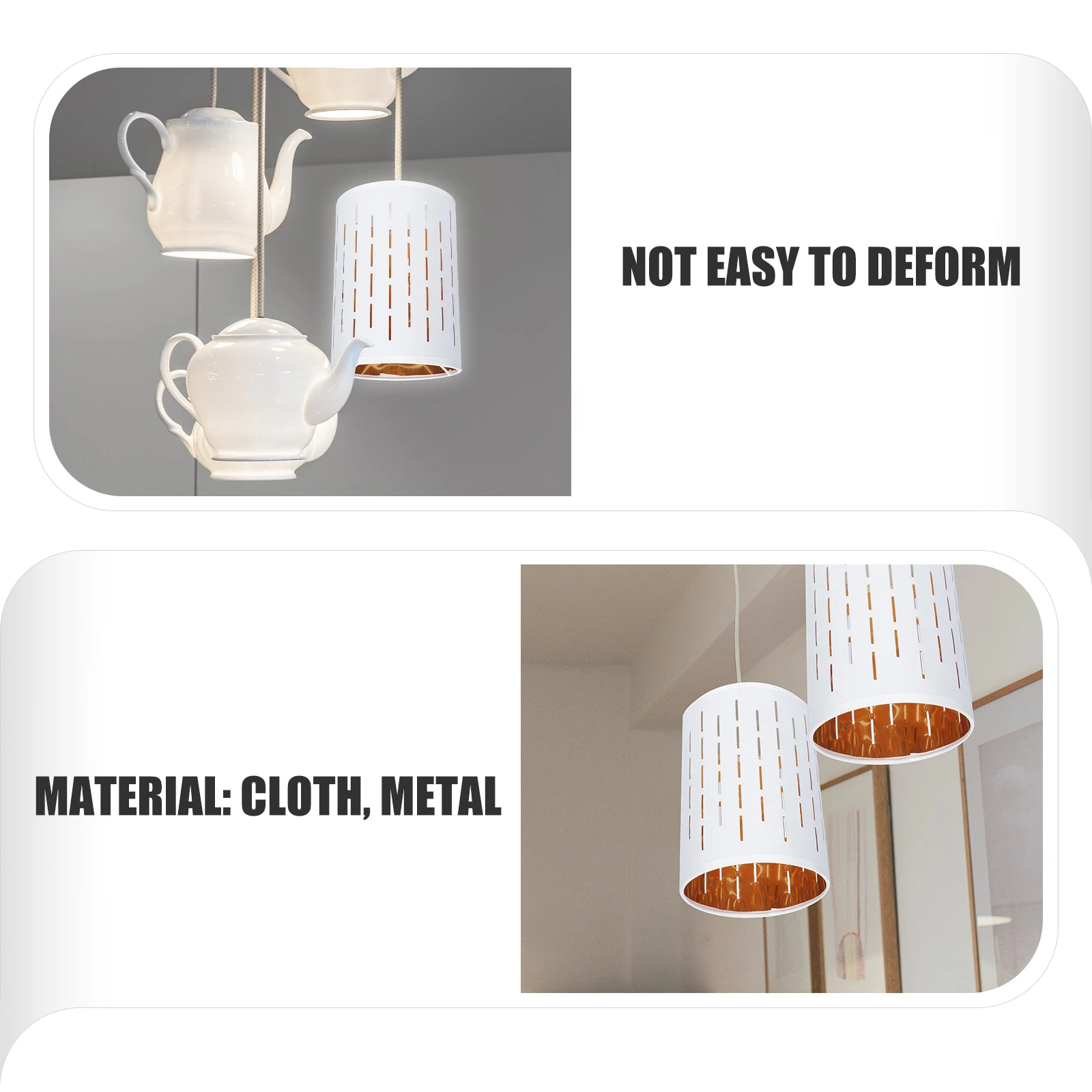 

Hollow Round Lampshade 140mm White Gold Modern Bedroom Living Room E27 Metal Cloth Dust proof Durable Practical Lamp Decor