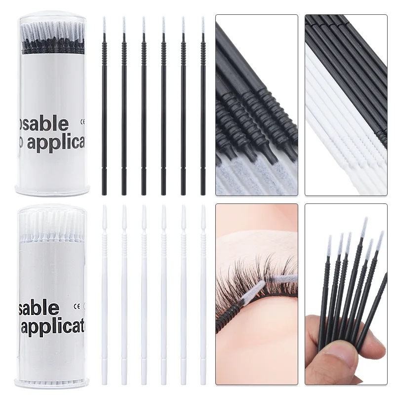 100pcs Bendable Micro Brushes Disposable Microbrush Applicators Eyelash Extensions Glue Cleaning Brush for Lash Extension