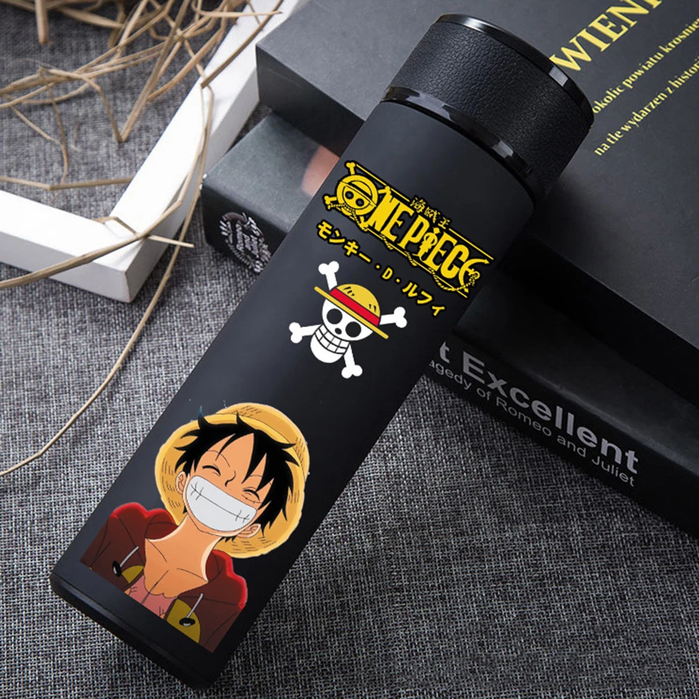 

Japan Anime One Piece 304 Stainless Steel Thermos Cup Cartoon Pattern Luffy Roronoa Zoro Action Figure High Capacity Water Cup