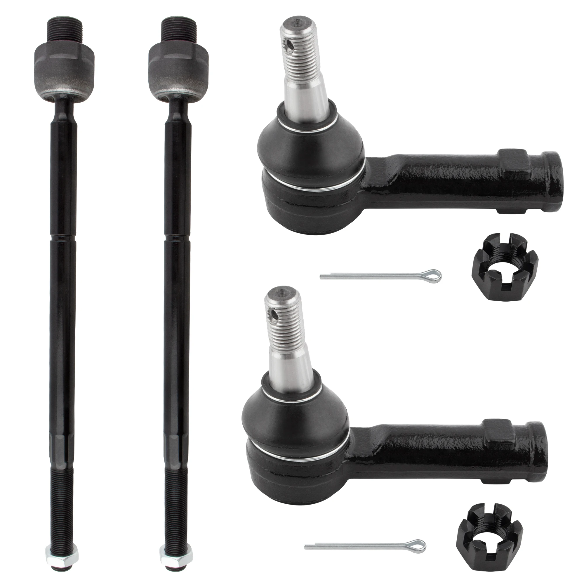 BOXI 4pcs Front Inner Outer Tie Rod End Links Fit for Dodge Ram 1500 2006 2007 2008 2009 2010 / for Ram 1500 2011-2012 - 5 Lug Models Only | EV800098 ES80574