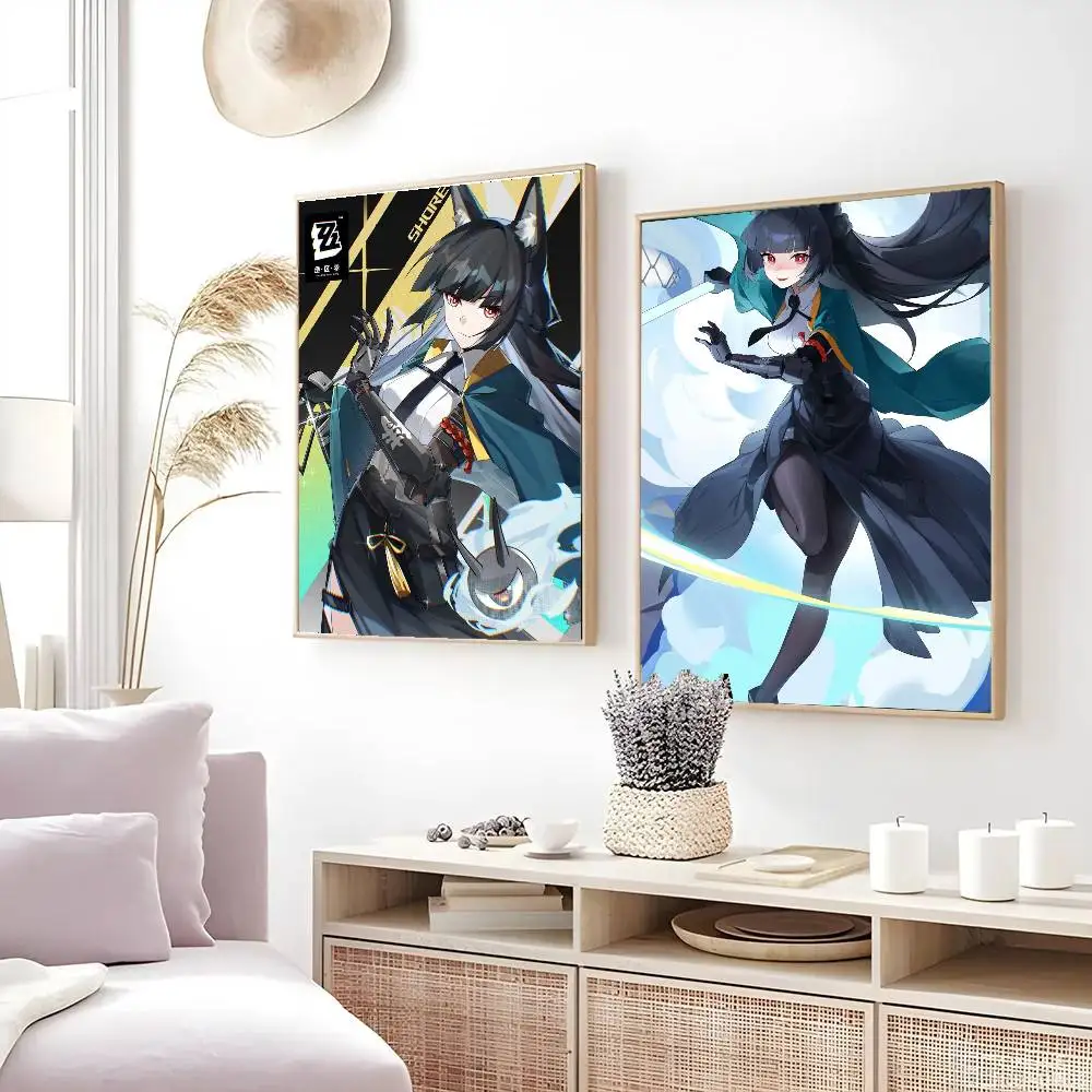 Hoshimi Miyabi Anime Z-Zenless Z-Zone Z-Zero Poster Art Sticky Wall Waterproof Home Living Room Bedroom Bar Aesthetic Decoration