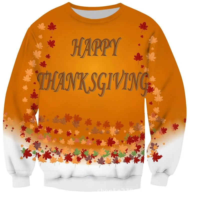 Happy Thanksgiving Day Sweatshirt Men 3D Turkey Printed Pullovers New In Sweaters Party Hoodies Long Sleeve Kids Autumn Clothes