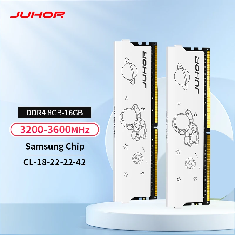 JUHOR  DDR4 8GB 16GB  3200MHz 3600MHz 16GBX2 8GBX2 Samsung Chip Dual Channel Stunning Desktop Ram