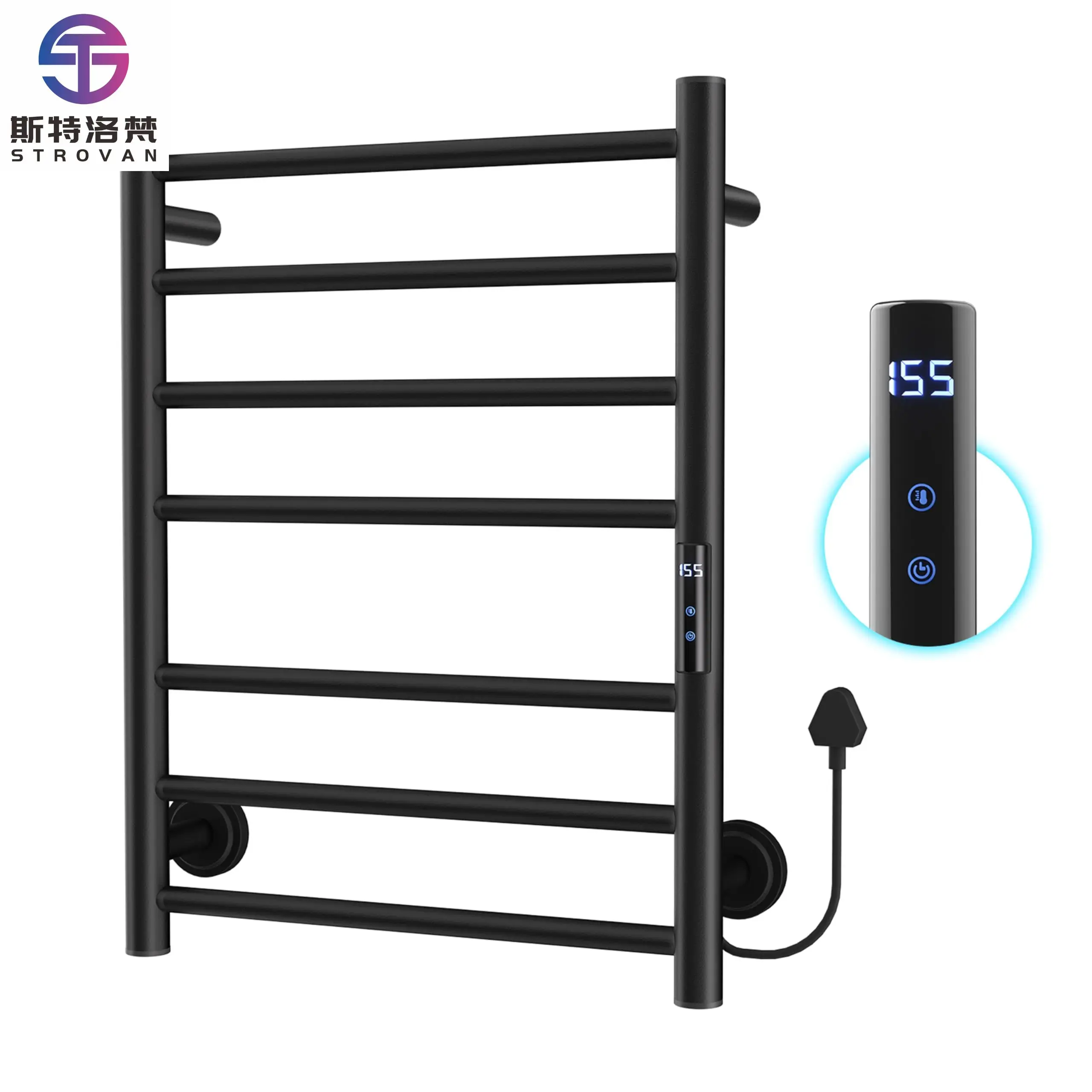 スマートバスルームタオル乾燥機ヒートラック - ブラッシュドゴールド壁掛け式 304ステンレス鋼ラジエーター電気加熱タオルラック