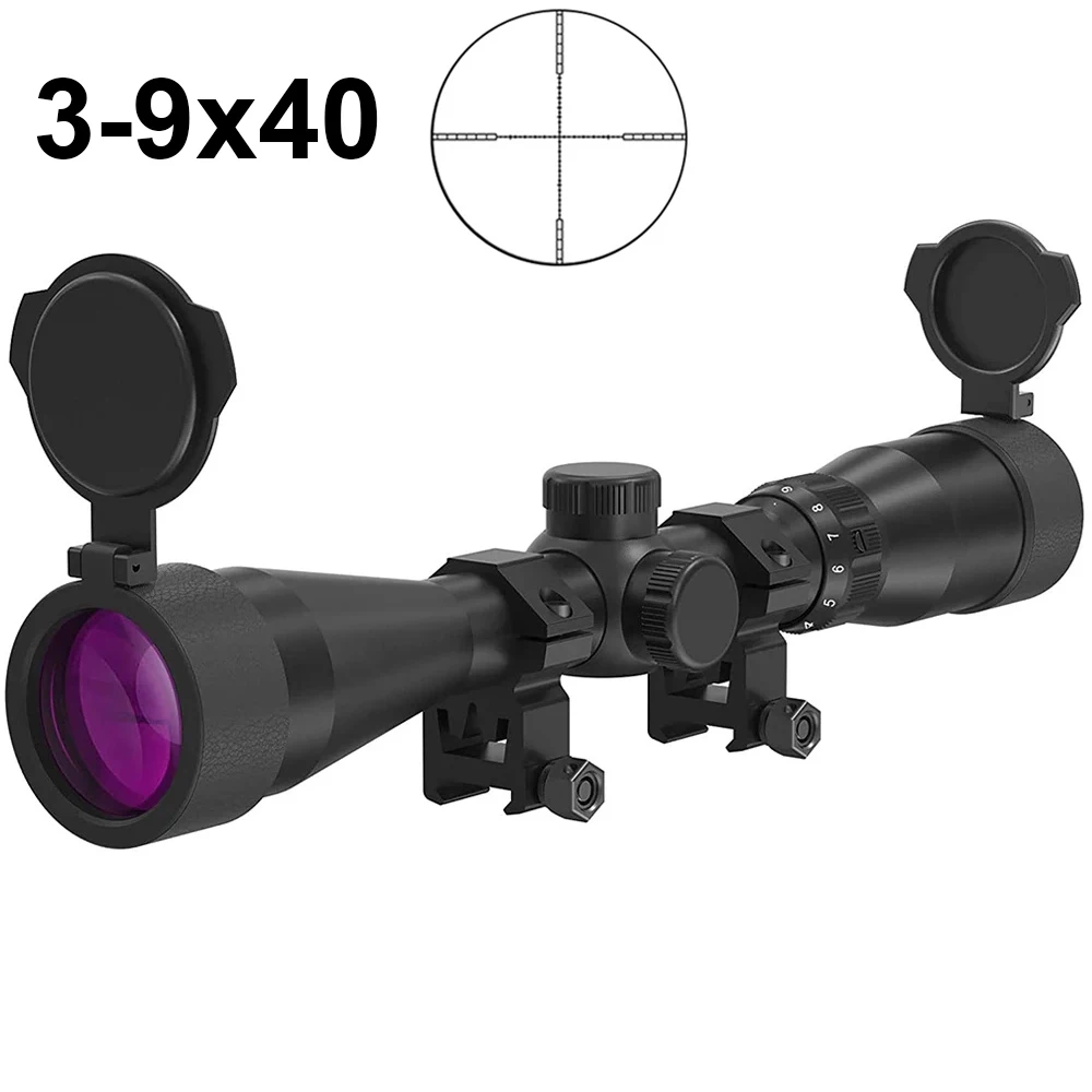 

3-9x40 Hunting Rifle Scope Mil-Dot Crosshair Reticle Optics Riflescope Collimator Sight Long Range Sight for 20mm/11mm Rail