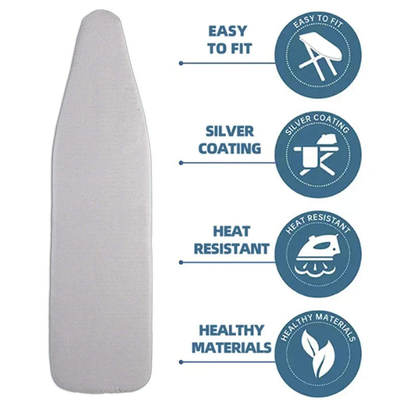 Home Universal Silver Coated Padded Ironing Board Cover Thick Heavy Heat Reflective Scorch Resistant 140X50Cm/130X50Cm/120X37Cm