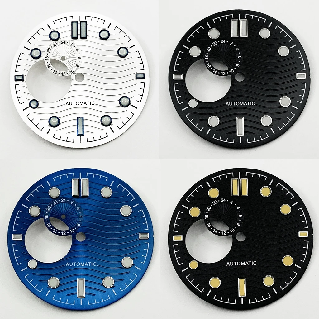 Nh39 31mm White Blue Black Watch Dial Green Luminous Watch Faces for NH39 Movement Replacement Parts