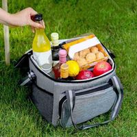 Leak-proof 15L Thermal Lunch Bag Oxford Cloth Handheld Insulated Cooler Bag Thickened Dual Zippers Food Storage Bag Camping