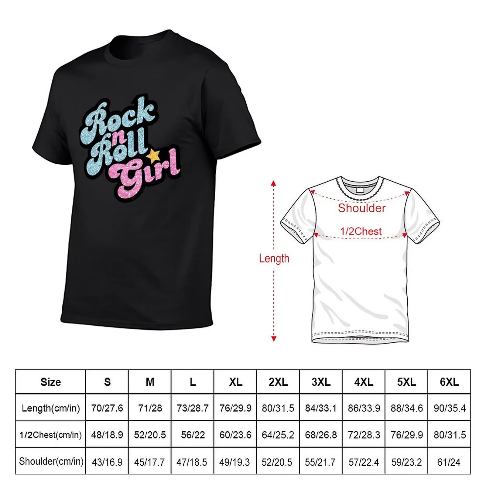 Rock n' Roll Girl T-Shirt anime clothes customizeds Short sleeve tee men