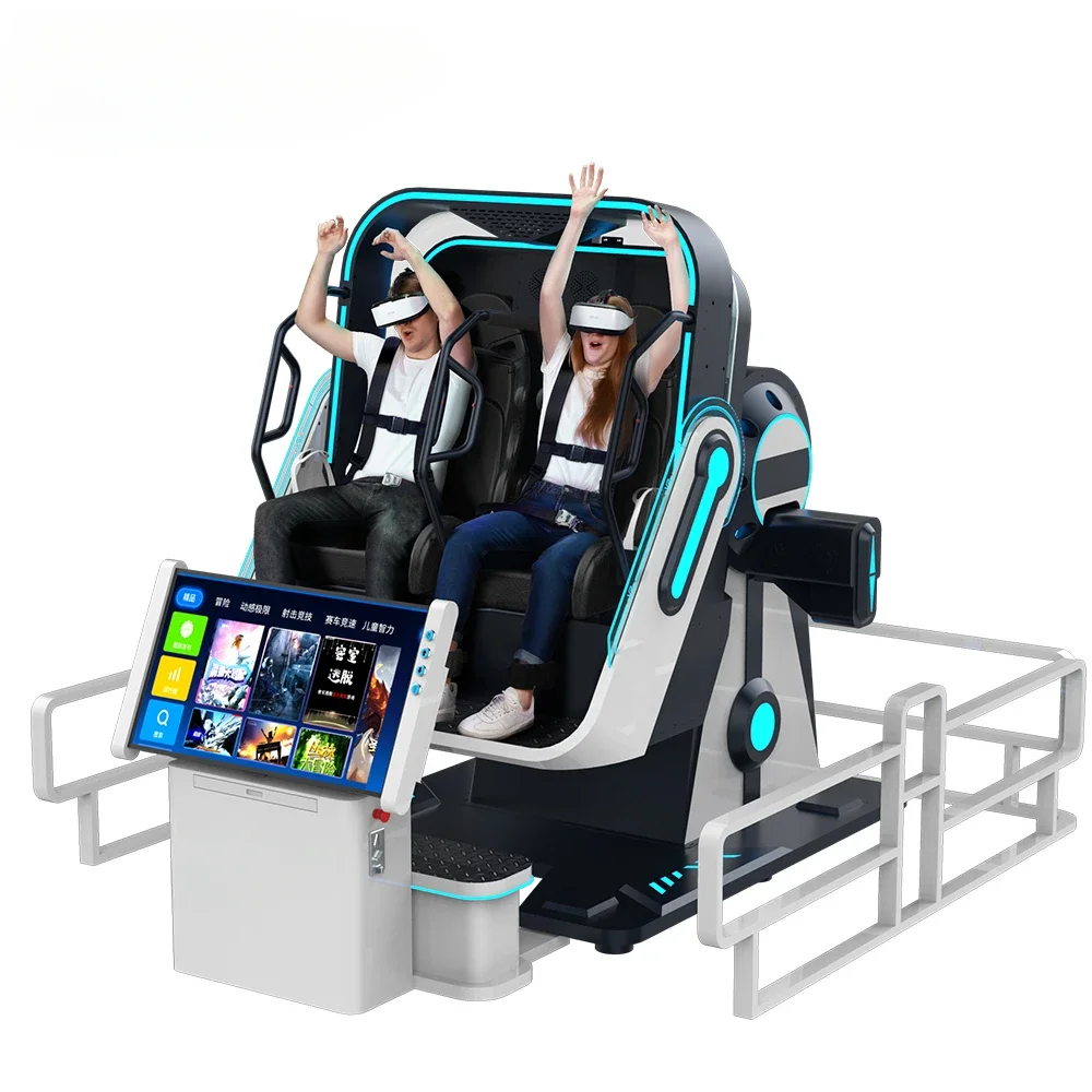 Vr 360 720 2Seat Chair 9d Virtual Reality Roller Coaster Happy Game Machine Degrees Flight Rotation Simulator Machine For Adults