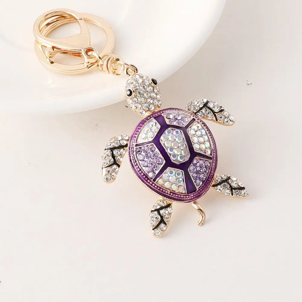 

Модный брелок в виде черепахи со стразами, красочный брелок для ключей с удачей, металлический креативный подвесной кулон, подвеска для ключей от машины