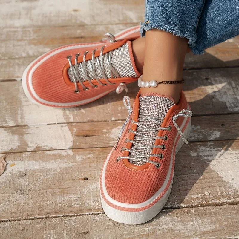 Grote Maat Dikke Zolen Veterschoenen Voor Dames Steentjes, Sport En Modieuze Casual Damesschoenen