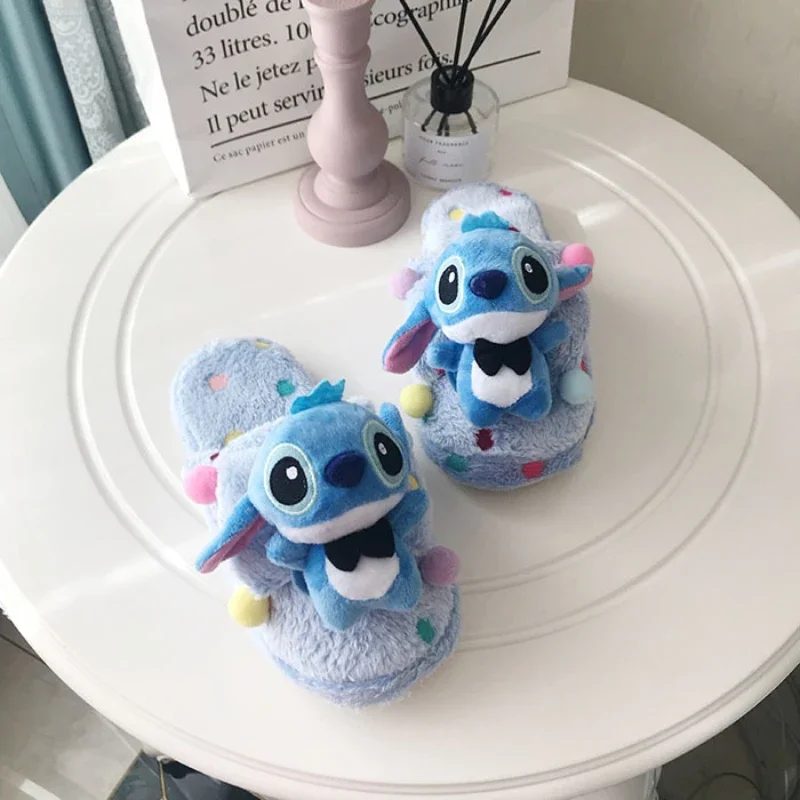 Disney Cotton Slippers Stitch Pooh Donald Duck Three-eyed Cartoon Home Slippers Shoes Indoor Slippers Non-Slip Size 36-41