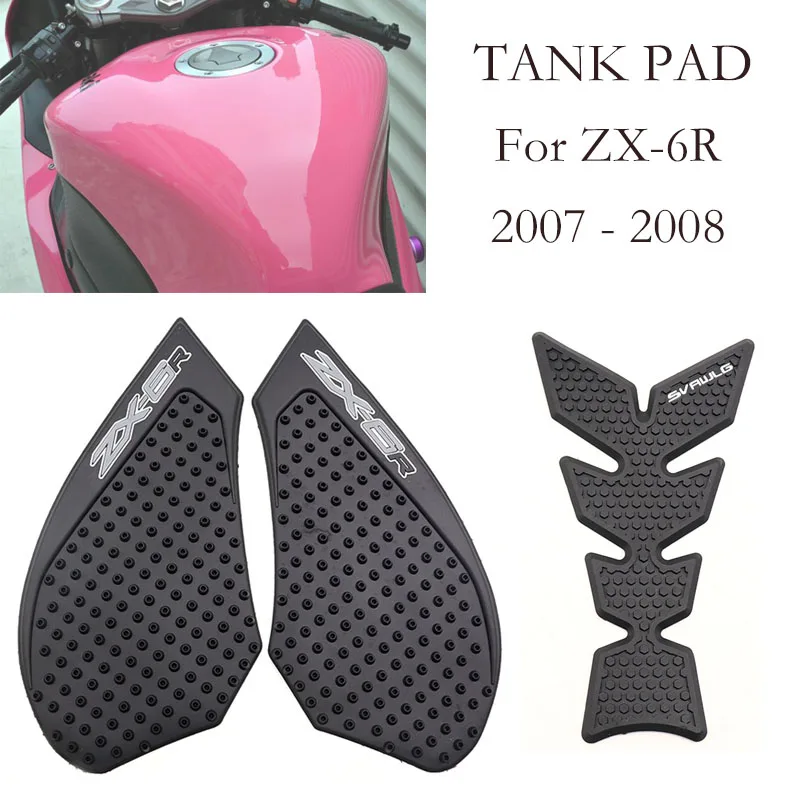 

ZX 6R Motorcycle Tank Pad Protector Sticker Decal Gas Knee Grip Tank 3M For Kawasaki ZX-6R 2007-2008 Anti-slip Stickers