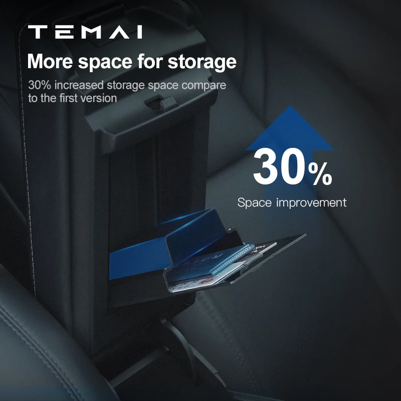 TEMAI per Tesla bracciolo Storage scatola nascosta magnetica per Tesla Model 3/Y(2021-2023) accessorio Organizer nascosto di controllo centrale