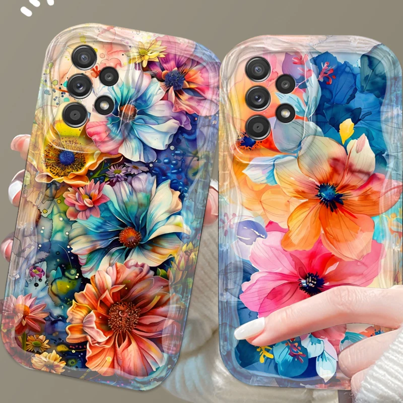 

The Beautiful Flower Art For Samsung A55 A54 A53 A52 A35 A34 A33 A32 A25 A24 A23 A22 A21S A15 A13 A14 5G Wave Oil Cover