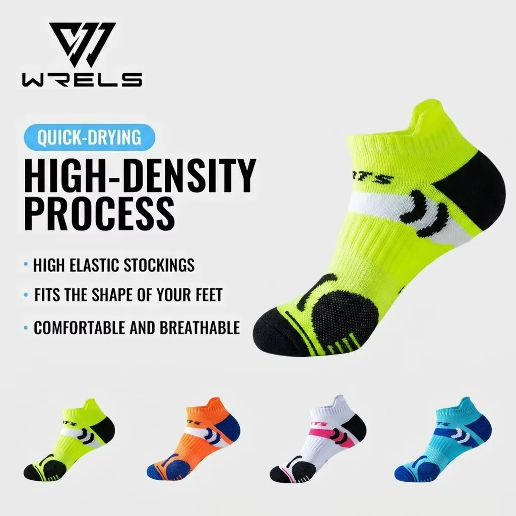 WRELS 1/2/3 Pairs Athletic Socks Cushioned Ankle Socks Men Women Arch Support Running Cycling Sports Low Cut Compression Socks