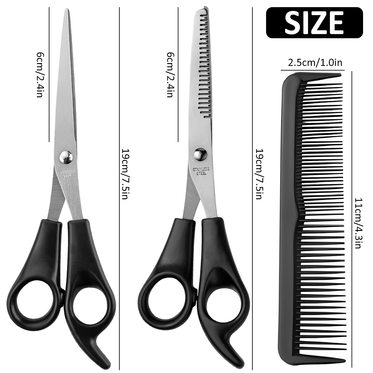 3Pcs 7-inch Scissors Sets-Suitable for Thinning and Styling Hair-for Men and Women for Finishing Point Cuts and Flat Cuts