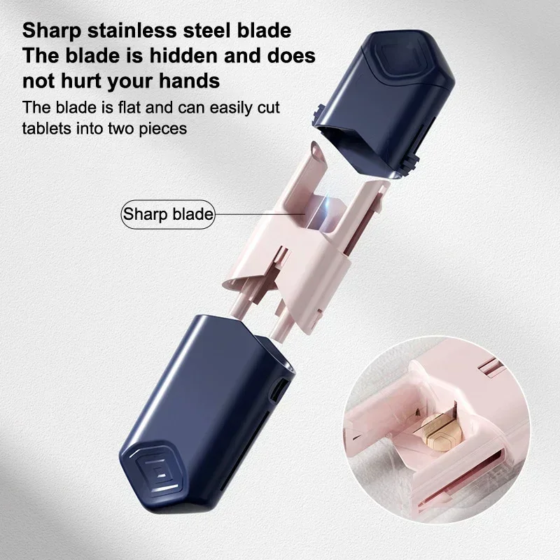 Pill Cutter Portable Mini Drug Tablet Medicine Divider Dustproof Organizer Box Crusher Pill Case Health Care