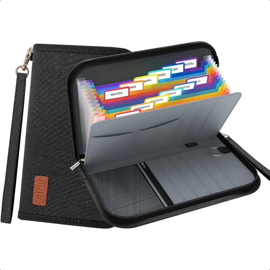 

Receipt Coupon Organizer13 Pocket Mini Accordion File Organizer with Card Holder Expandable Ticket Storage Card Case with Stick