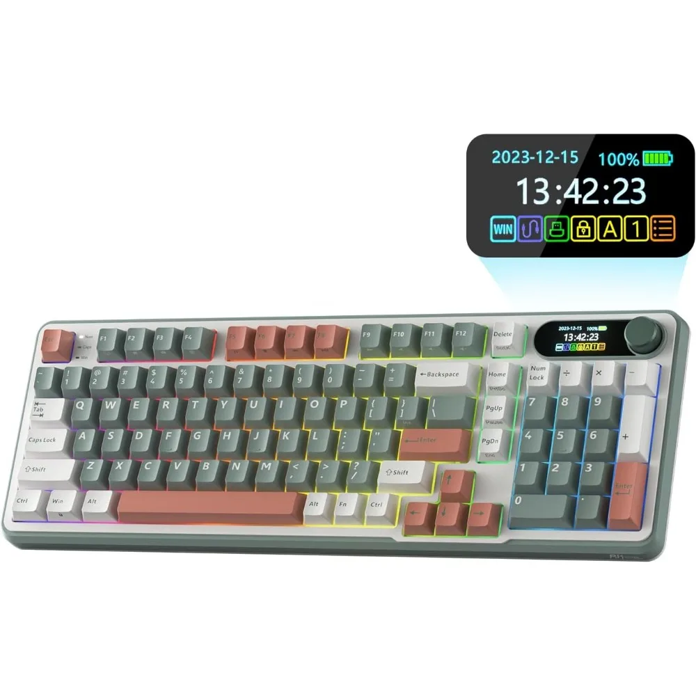 98 Mechanical Keyboard with Smart Display & Knob, 96% Wireless Option, Hot Swappable, User-friendly Software